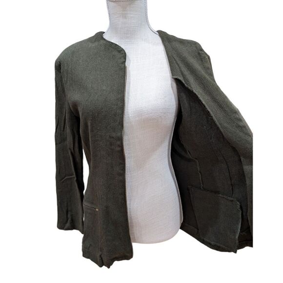 Vtg Le Follie Di Ziefield Italy Womens Olive Green Zip up Wool Blend Jacket Sz S - Picture 5 of 7